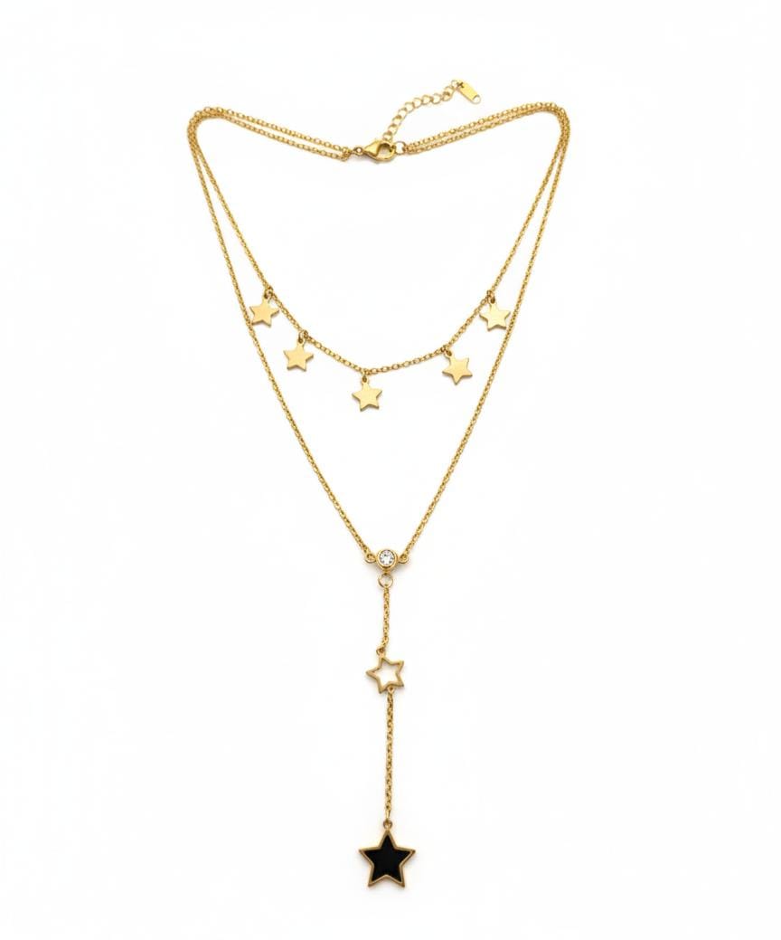 Twinkle Stars Double Layered Stainless Steel Y-Necklace