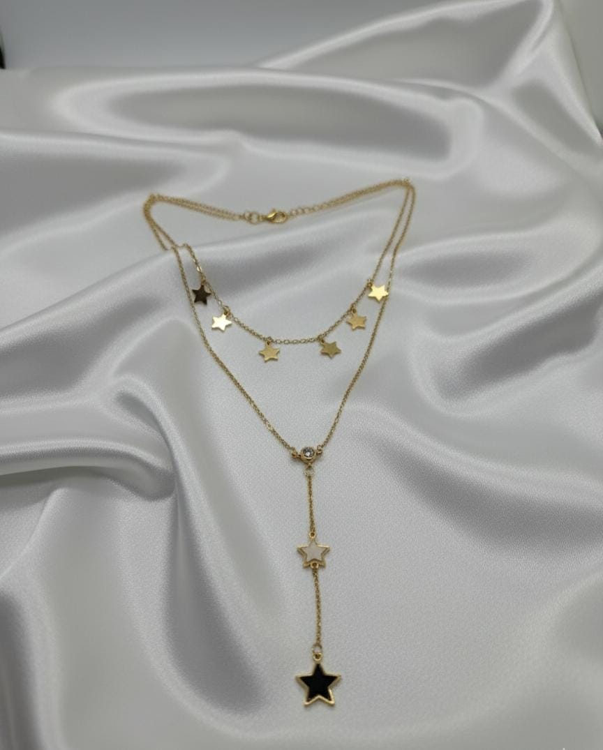 Twinkle Stars Double Layered Stainless Steel Y-Necklace