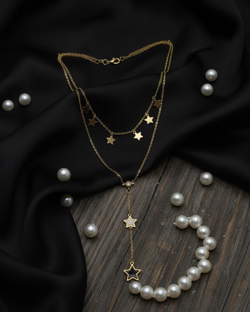 Twinkle Stars Double Layered Stainless Steel Y-Necklace