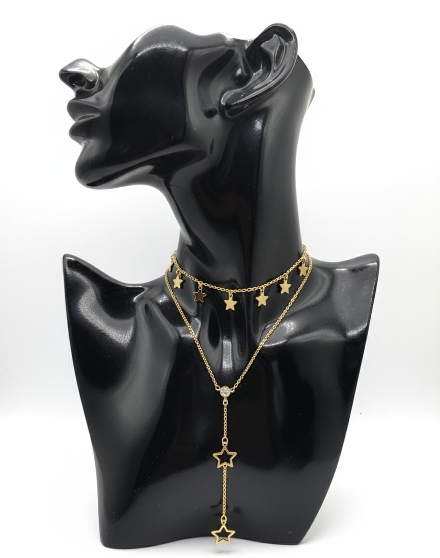Twinkle Stars Double Layered Stainless Steel Y-Necklace