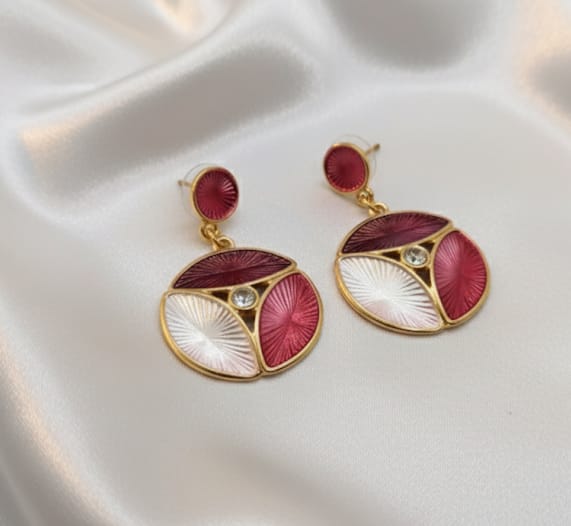 Enamel Art Deco Drop Earrings