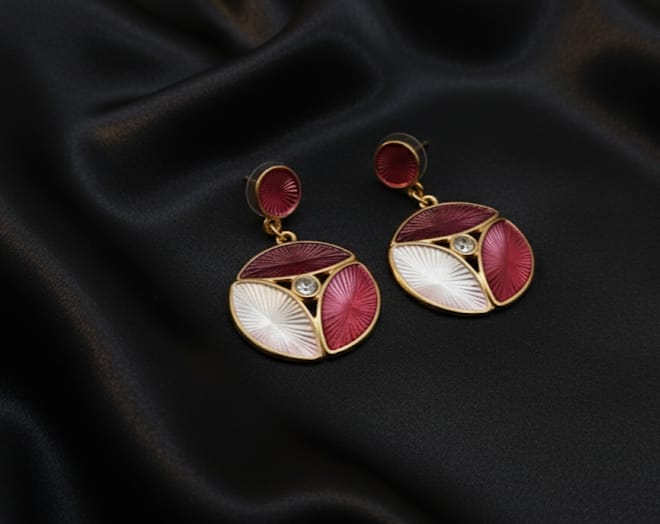 Enamel Art Deco Drop Earrings