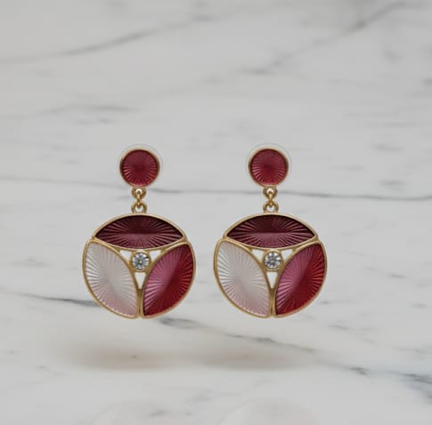 Enamel Art Deco Drop Earrings