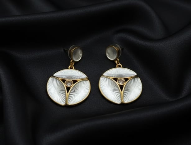 Enamel Art Deco Drop Earrings