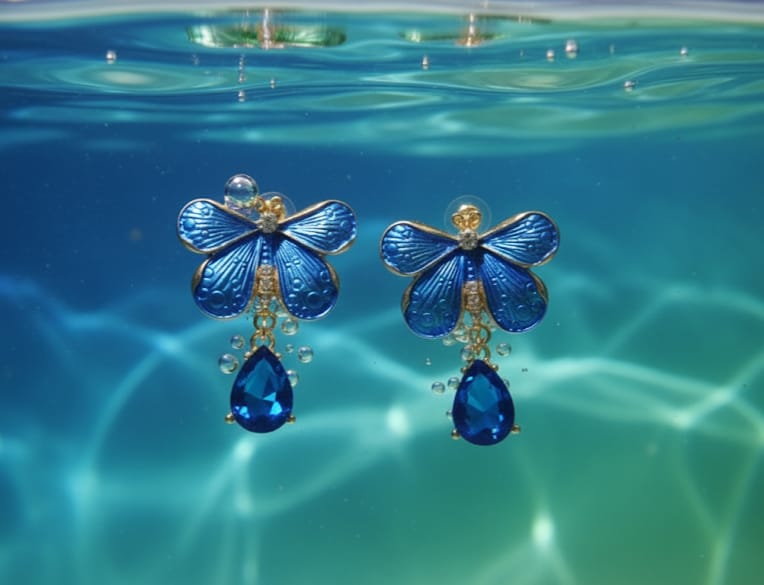 Blue Butterfly Drop Earrings