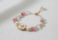 Bolo Style Pink Stone & Pearls Bracelet
