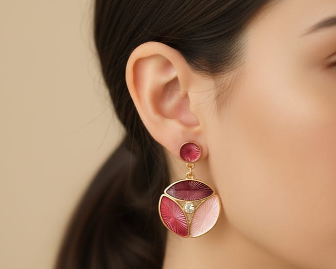 Enamel Art Deco Drop Earrings