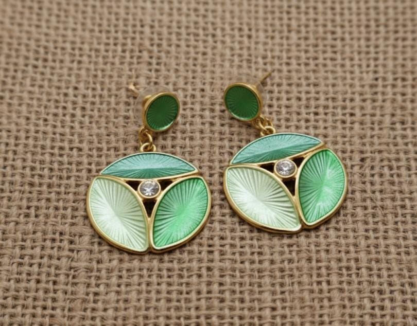 Enamel Art Deco Drop Earrings