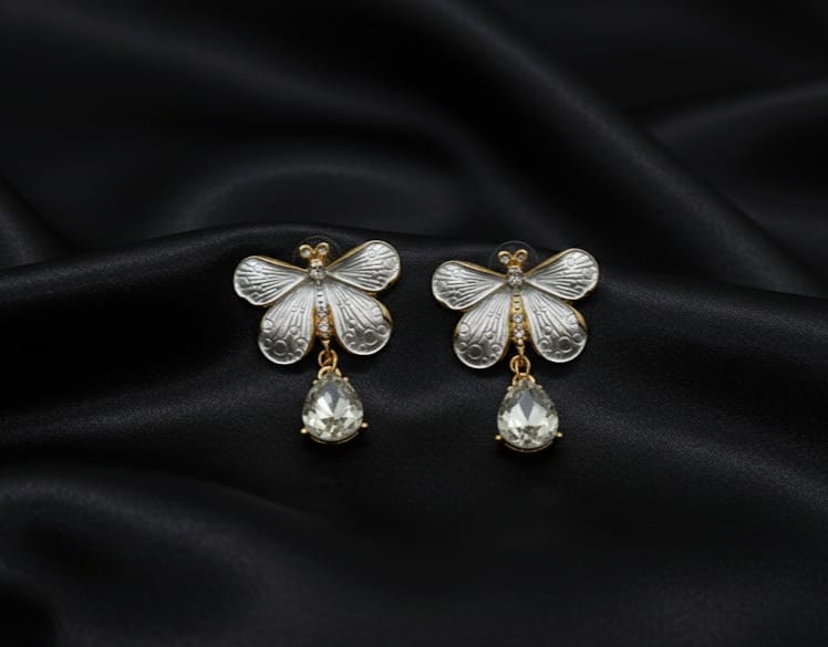 Blue Butterfly Drop Earrings