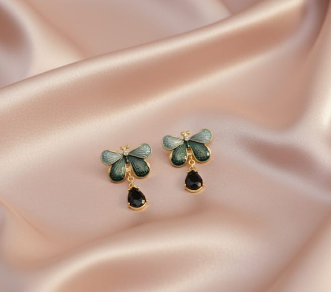 Blue Butterfly Drop Earrings