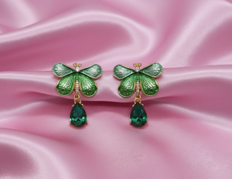 Blue Butterfly Drop Earrings