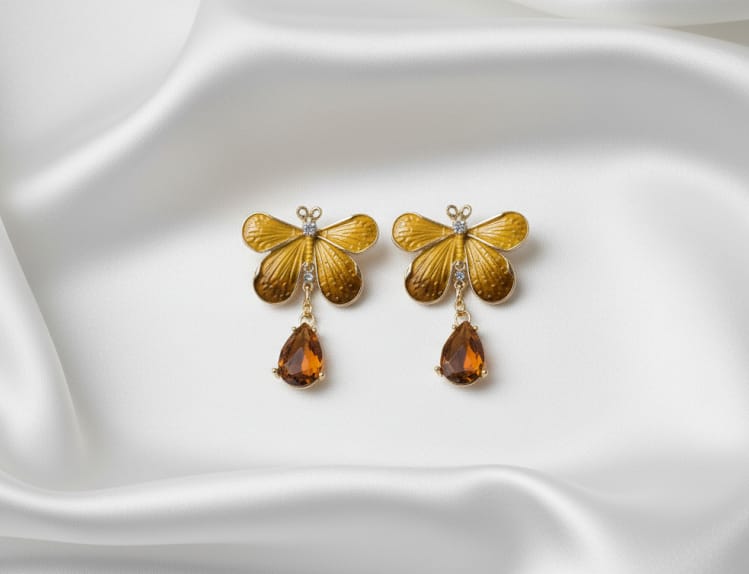 Blue Butterfly Drop Earrings