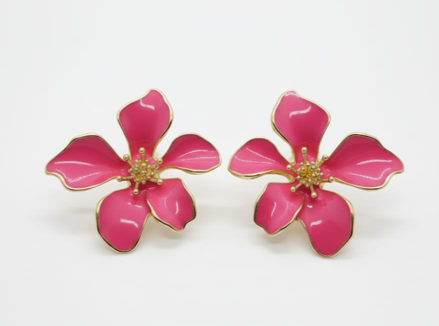 Red Floral Stud Earrings