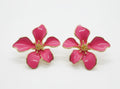 Red Floral Stud Earrings