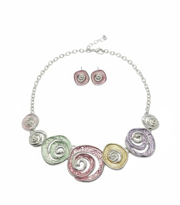 Spiral Pastel Korean Style Necklace Set