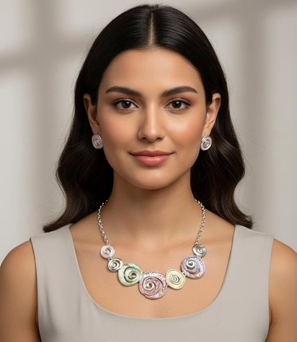 Spiral Pastel Korean Style Necklace Set