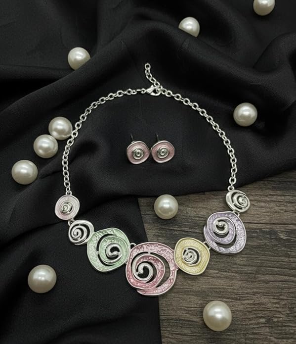 Spiral Pastel Korean Style Necklace Set